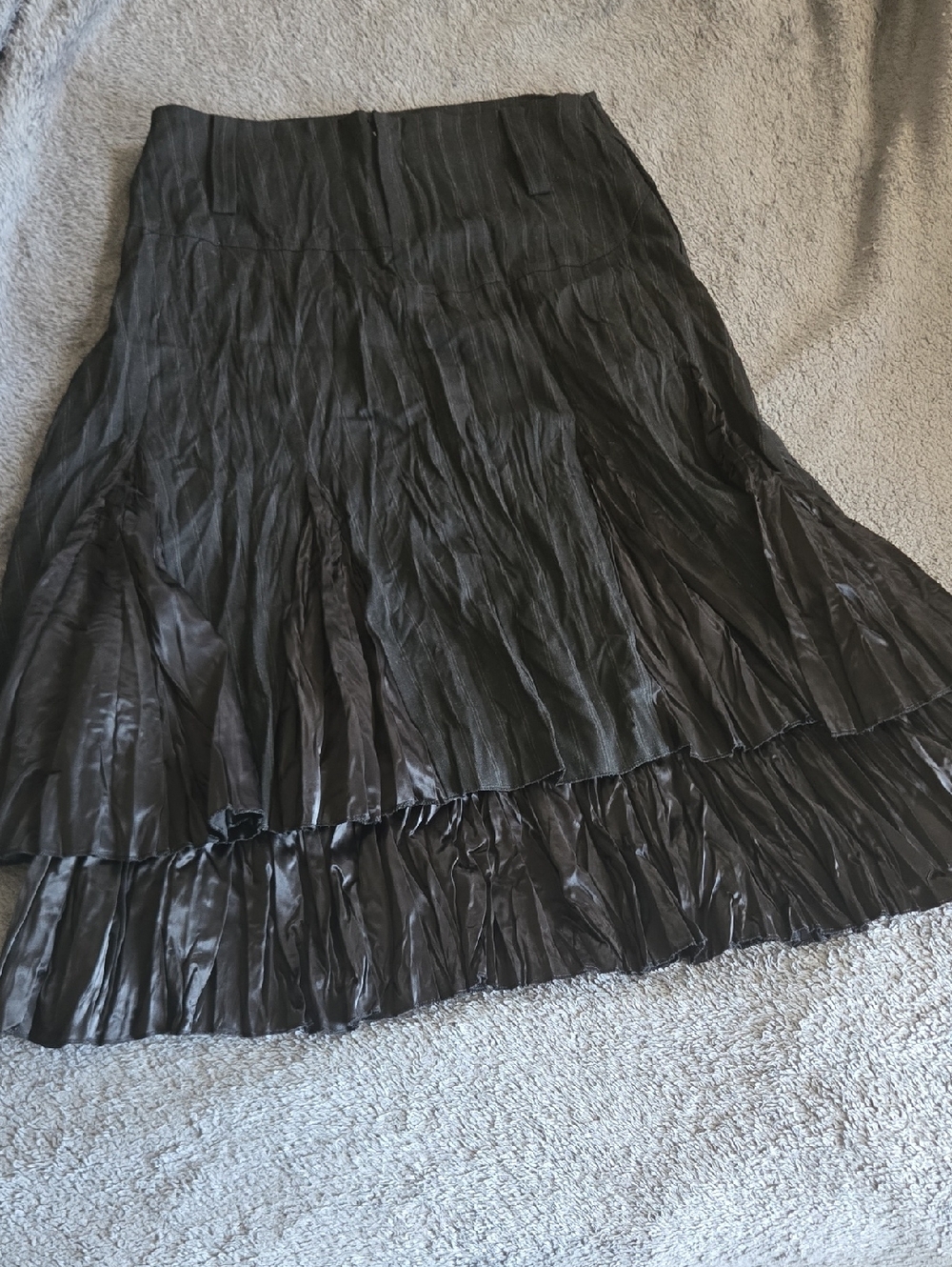 Sz 10 Vintage Womens NZL Tiered Layer Pinstriped Maxi Gothic Goth Punk Skirt